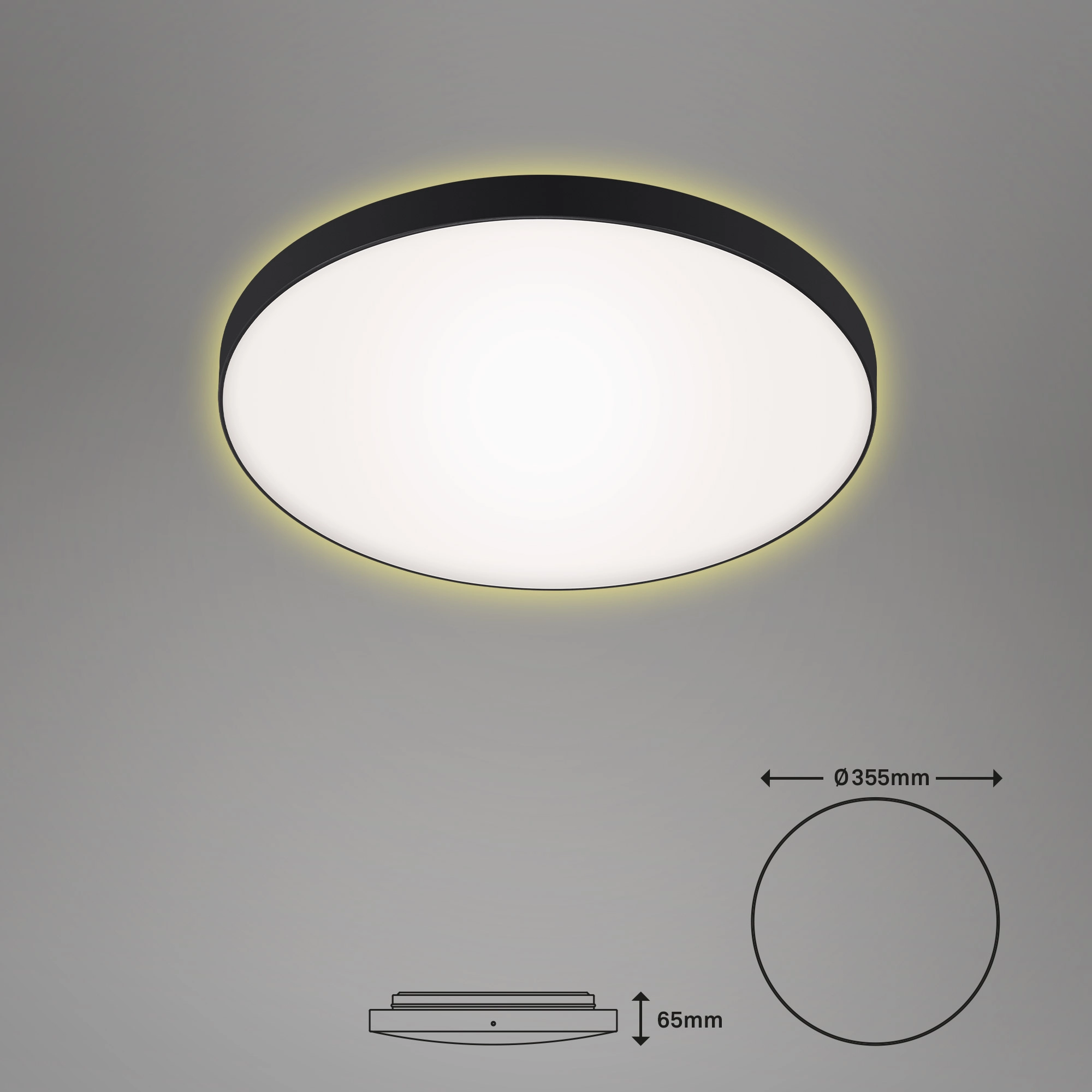 LED Deckenleuchte, Ø 35,5 cm, 18 W, Schwarz-Weiß