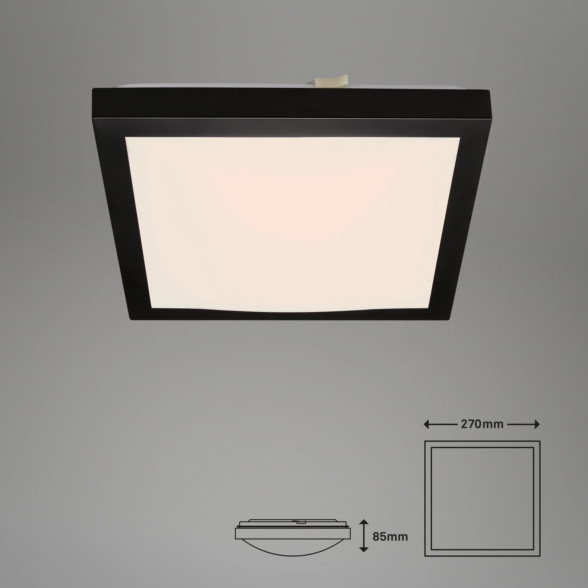 LED Deckenleuchte, 27 cm, 12 W, Weiß-Schwarz