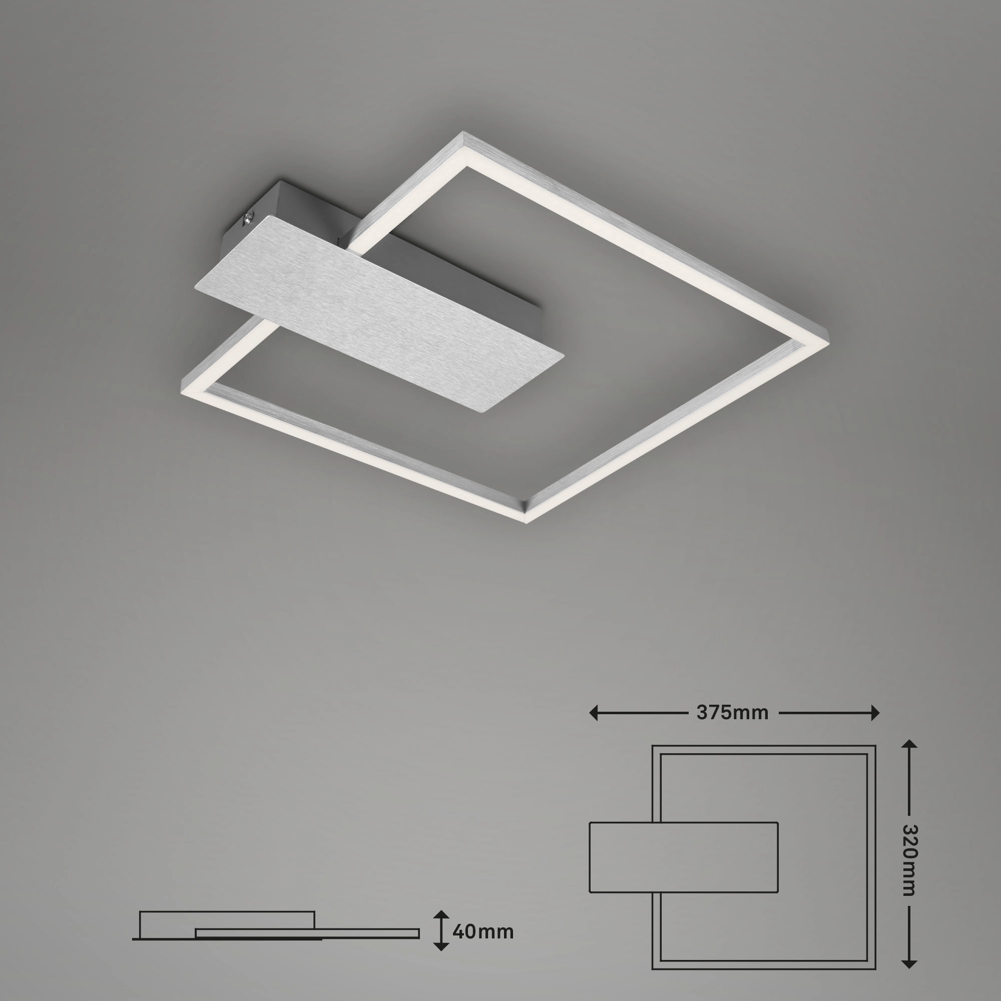 LED Deckenleuchte, 37,5 cm, 12 W, Alu-Chrom