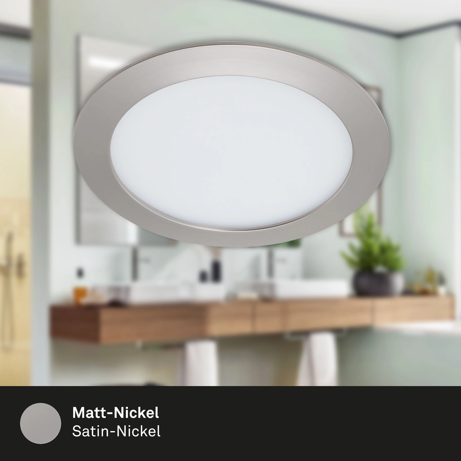 LED Einbauleuchte, Ø 17 cm, 12 W, Matt-Nickel