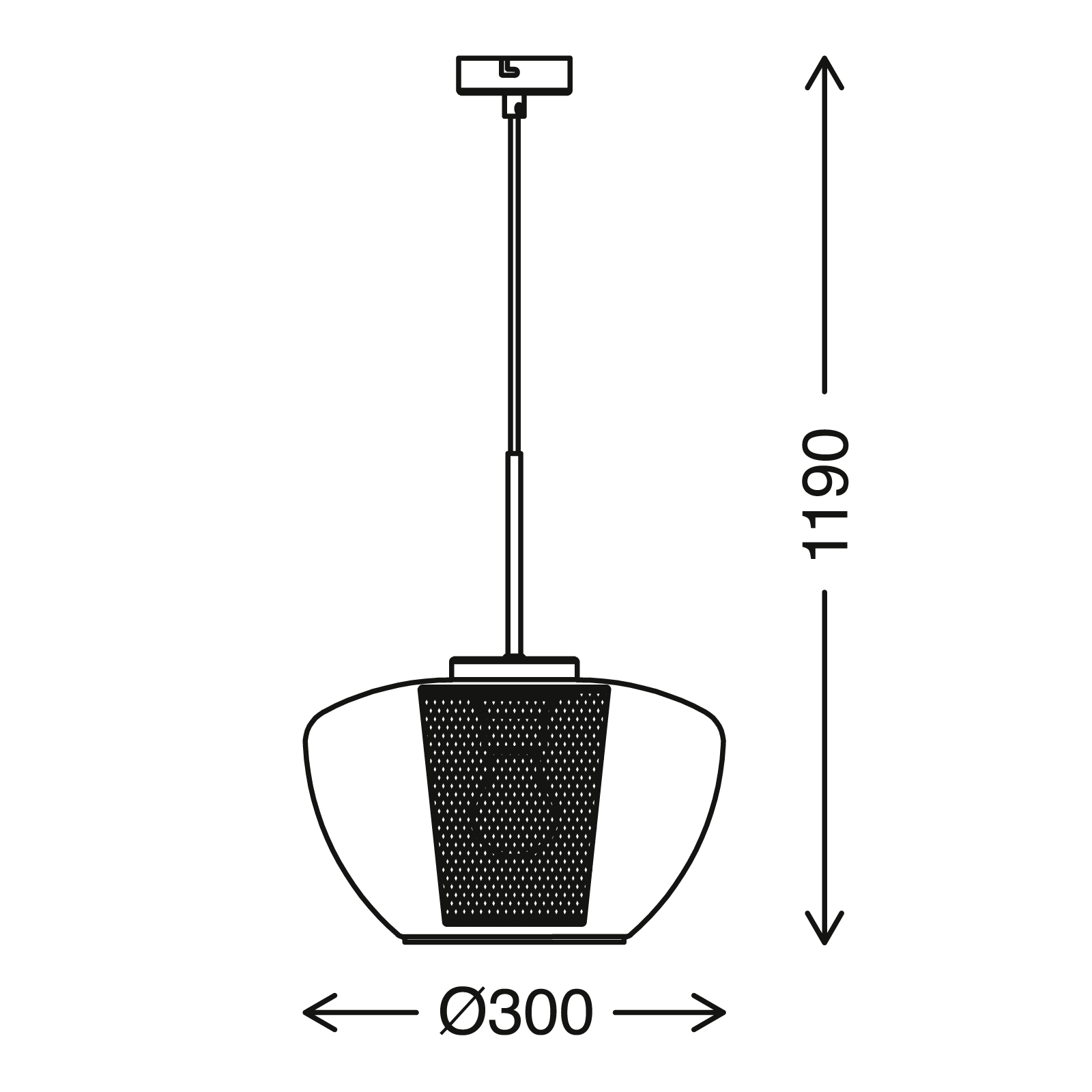 Pendelleuchte, Ø 30 cm, max. 40 W, Matt-Nickel-Amber