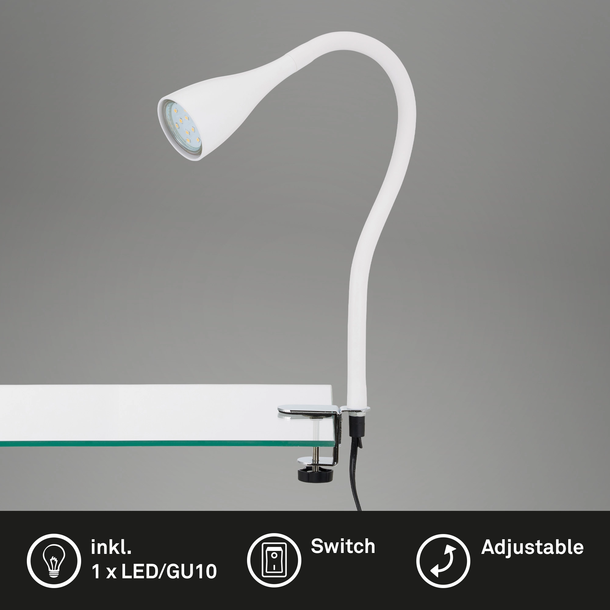 LED Klemmleuchte, 5,5 cm, 3 W, Weiß