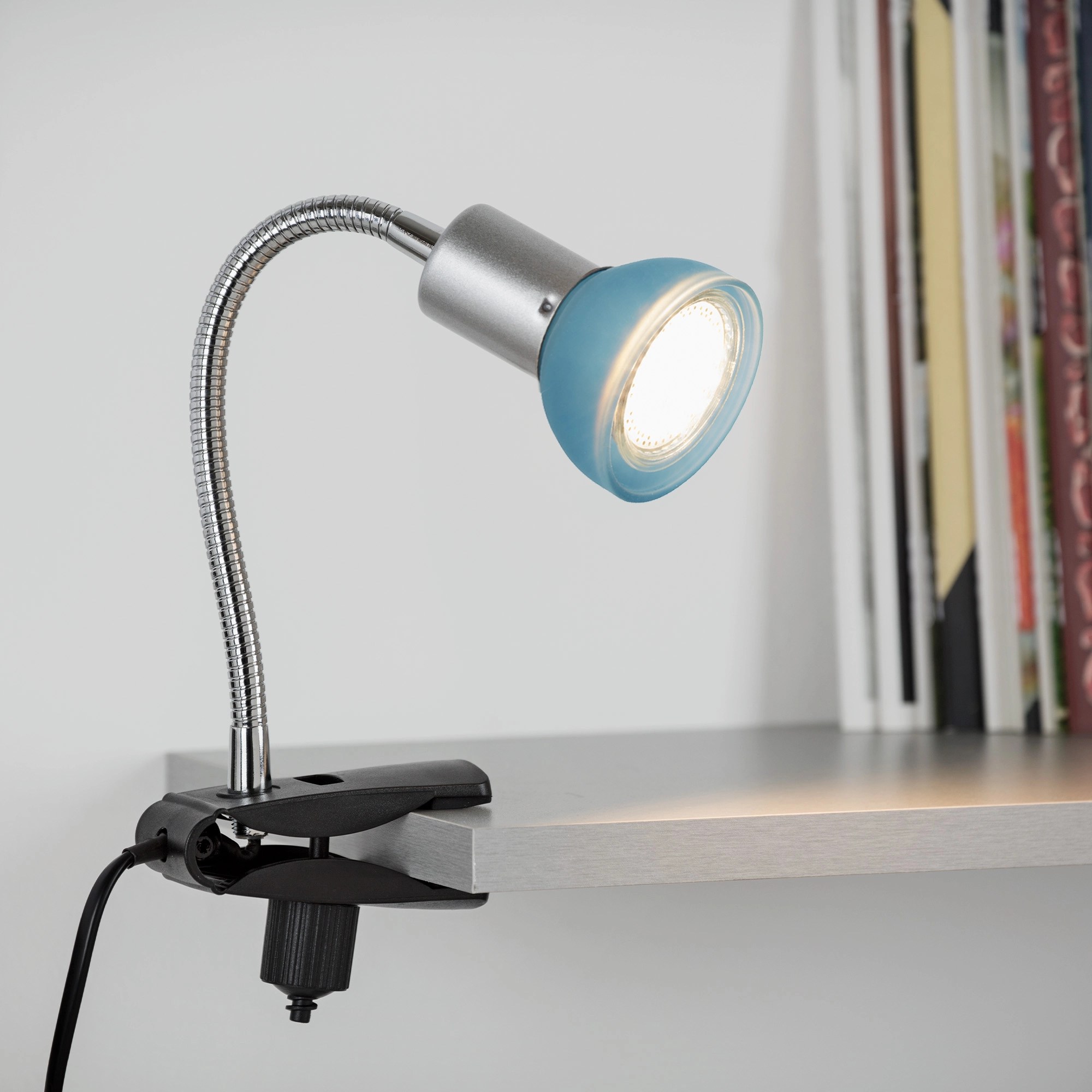 LED Klemmleuchte, 9 cm, 3 W, Titan-Blau