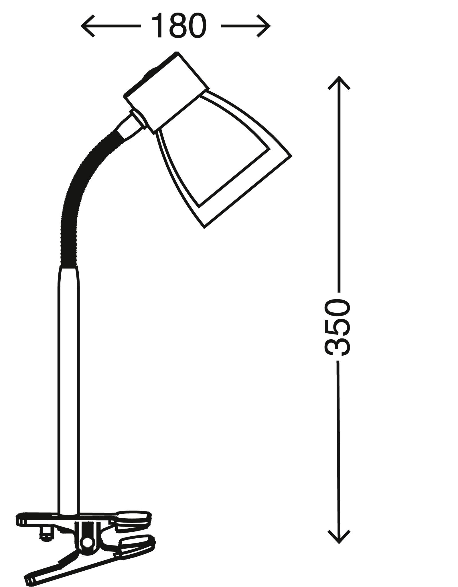 Klemmleuchte, 8 cm, max. 40 W, Titan