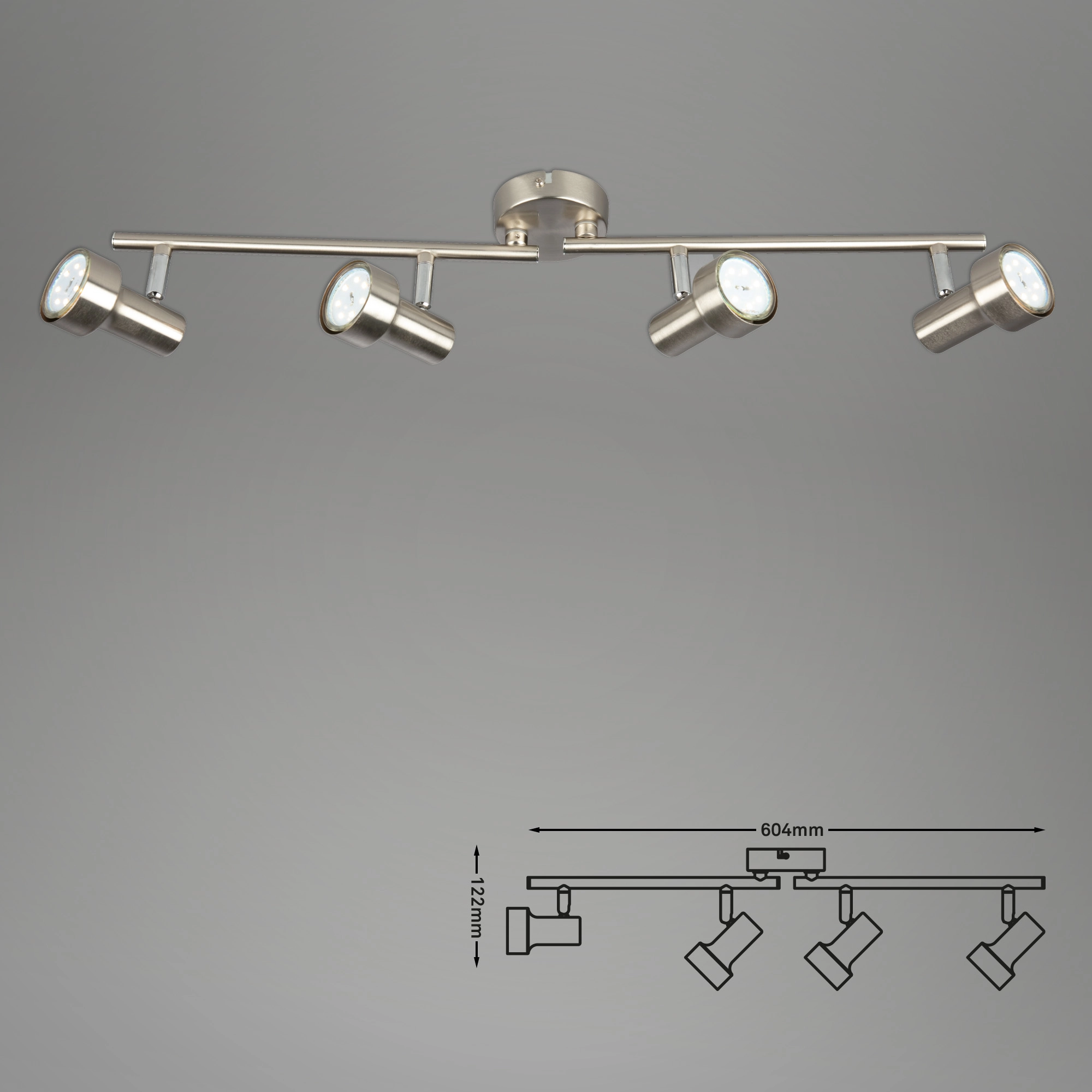 LED Spot Deckenleuchte, 60,4 cm, 12 W, Matt-Nickel