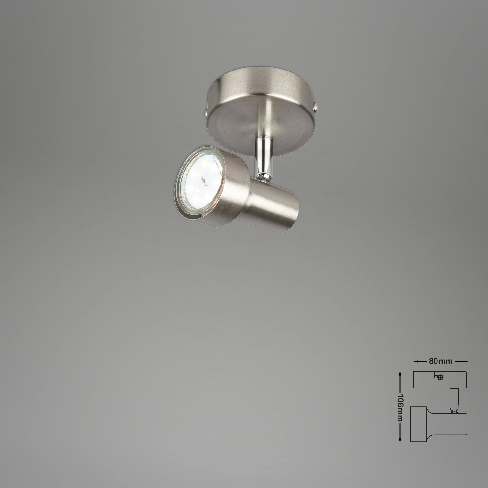 LED Spot Wandleuchte, Ø 8 cm, 3 W, Matt-Nickel