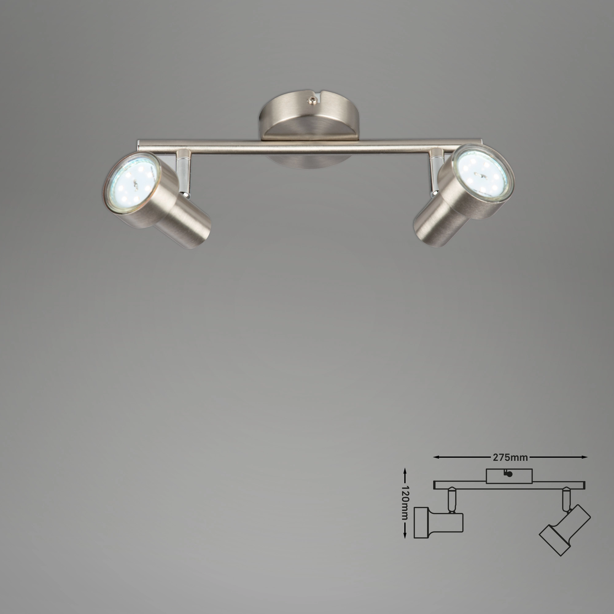 LED Spot Deckenleuchte, 27,5 cm, 6 W, Matt-Nickel