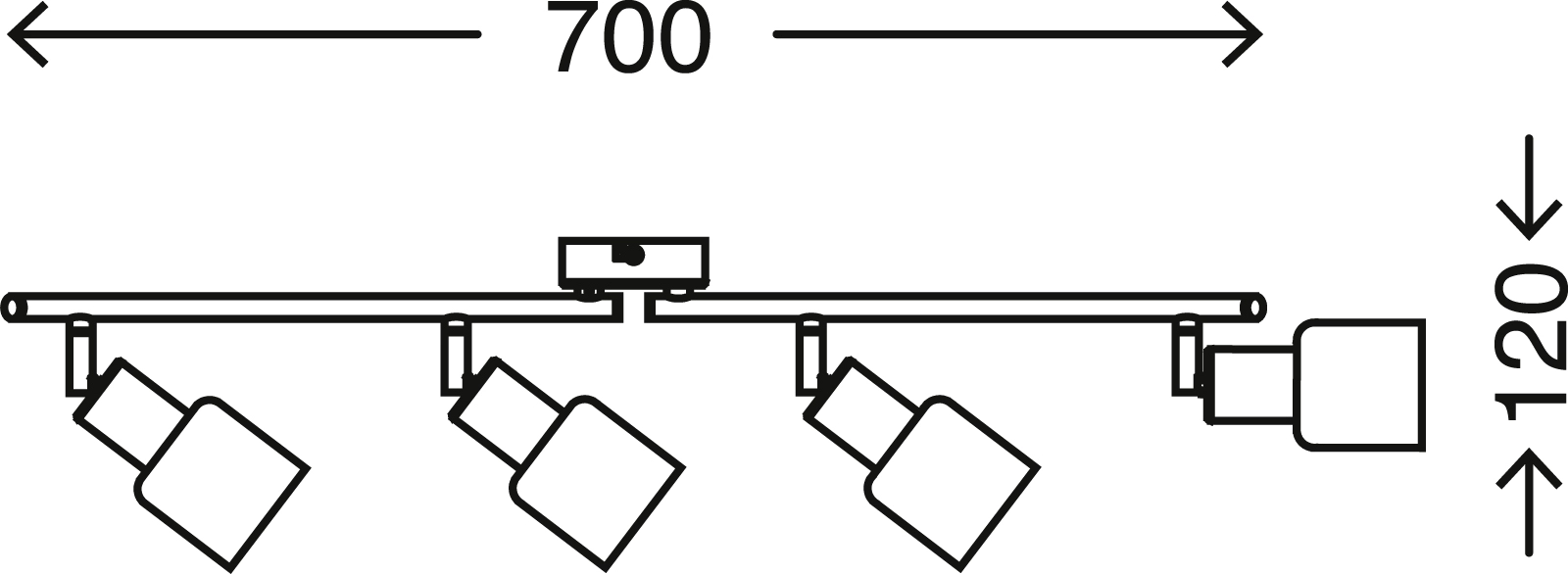 Spot Deckenleuchte, 70 cm, max. 5,5 W, Matt-Nickel-Weiß