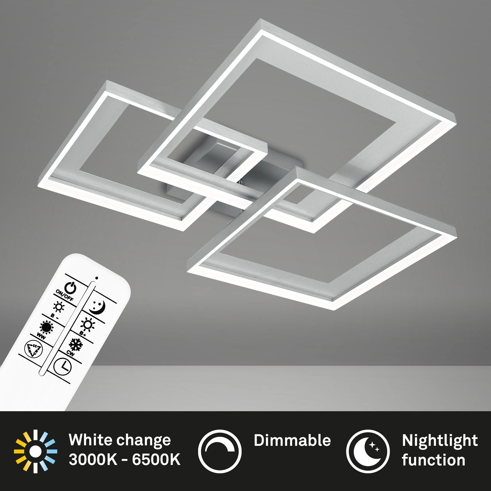 CCT LED Deckenleuchte, 75,2 cm, 40 W, 5100 lm, Aluminium
