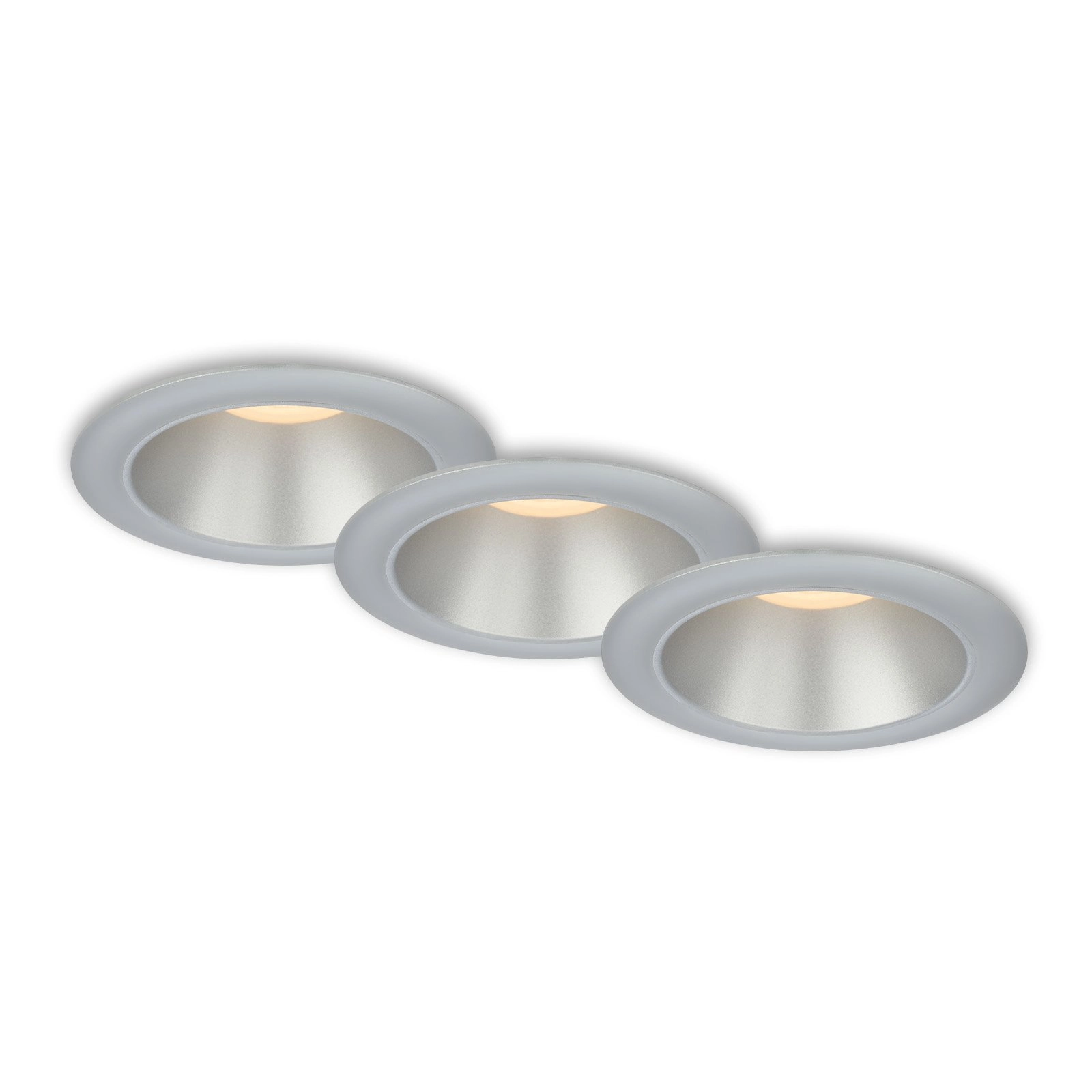 LED Einbauleuchten-Set, Ø9,5 cm, 3x LED, 4,9 W, 480 lm, chrom-matt