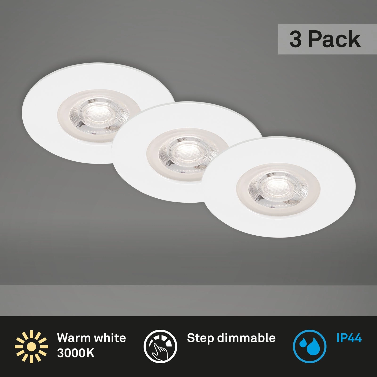 LED Einbauleuchten, Ø9 cm, 3x LED, 4,9 W, 480 lm, weiß