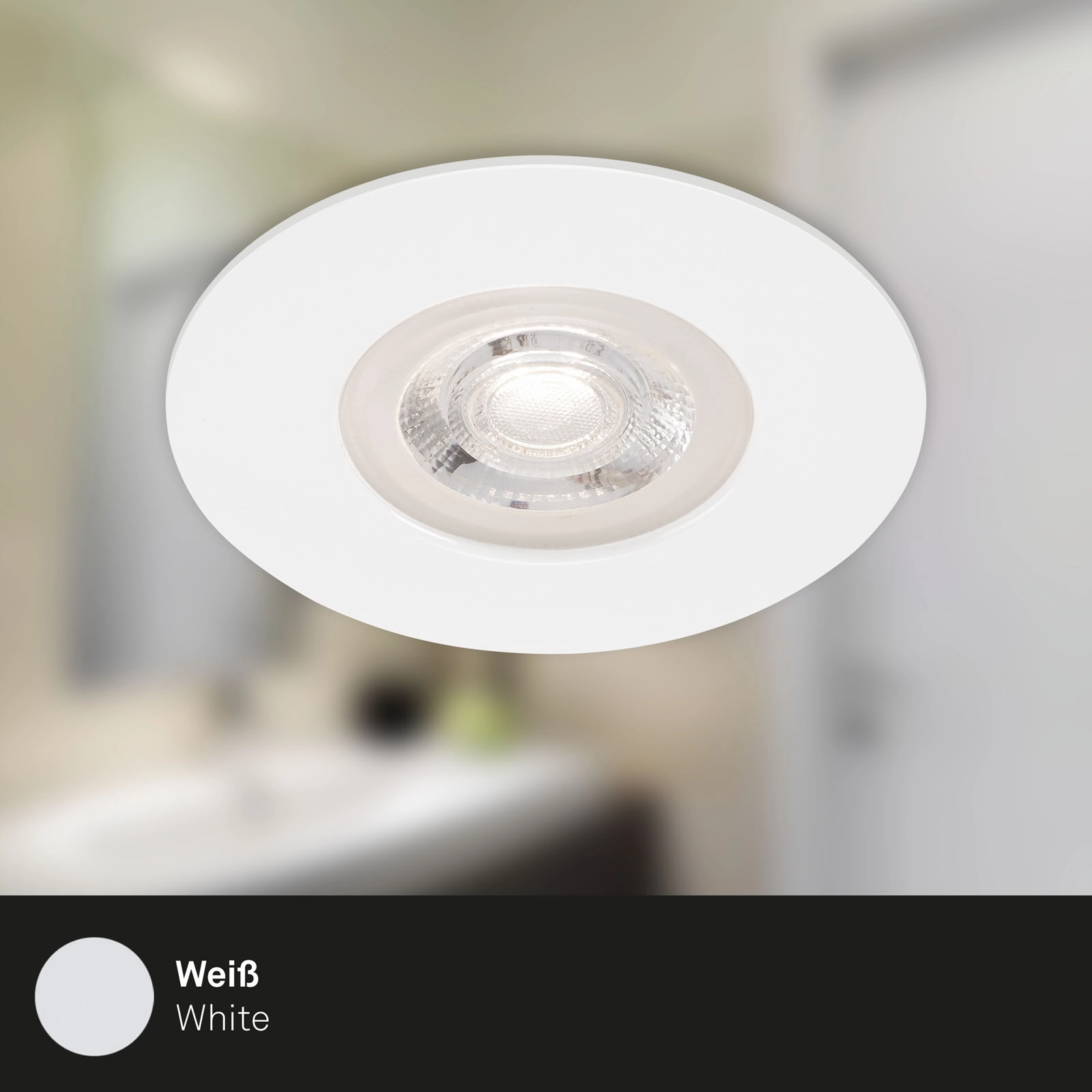 LED Einbauleuchten, Ø9 cm, 3x LED, 4,9 W, 480 lm, weiß