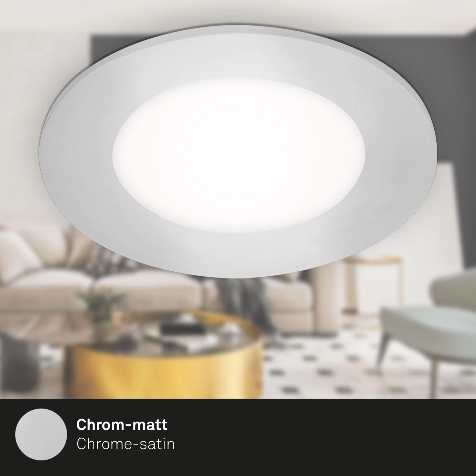 LED Einbauleuchten 3er-Set, Ø8,6 cm, 3x LED, 3 W, 350 lm, chrom-matt