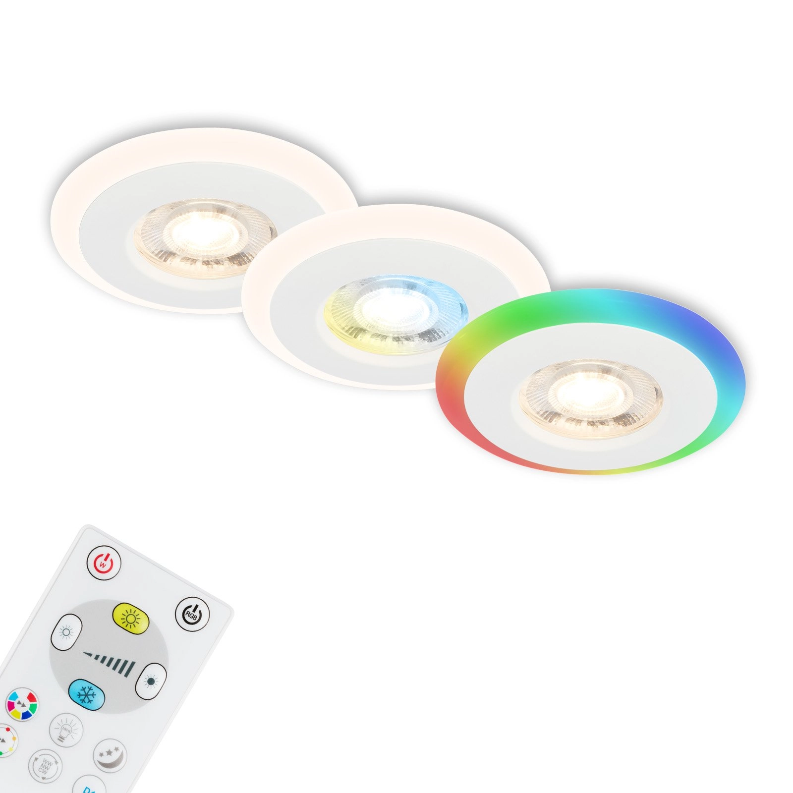 LED Einbauleuchten-Set, Ø8,4 cm, 3x LED, 5 W, 460 lm, weiß