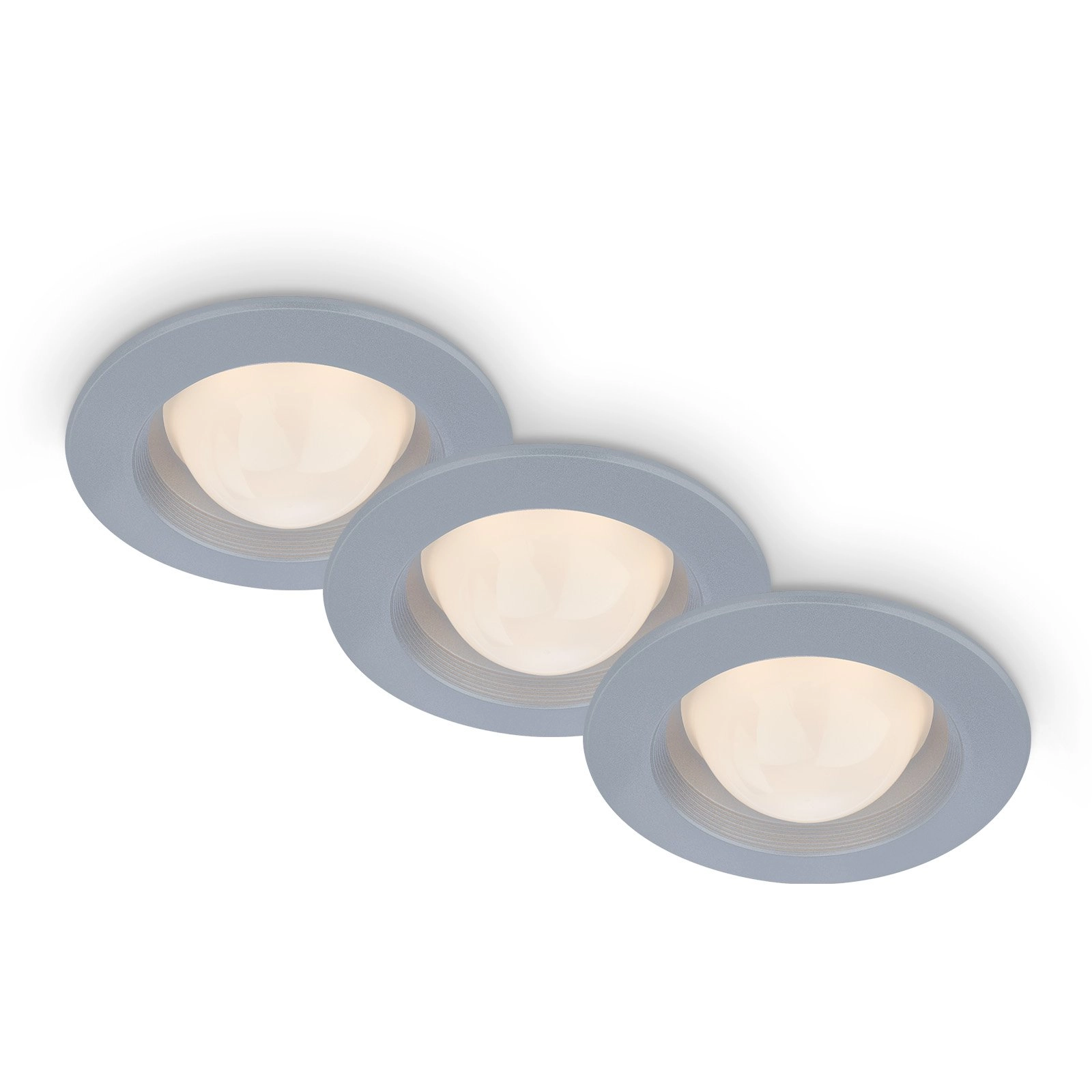 LED Einbauleuchten-Set, Ø9,5 cm, 3x LED, 3 W, 260 lm, chrom-matt