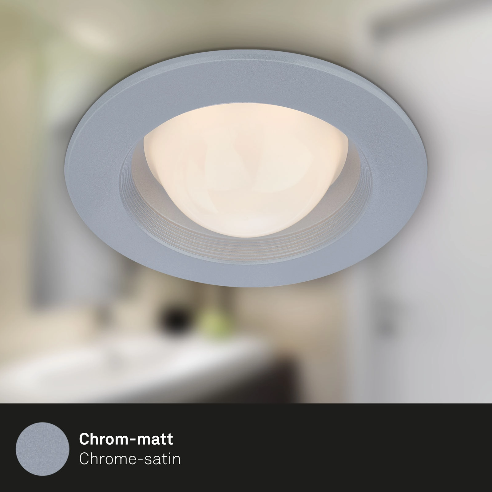 LED Einbauleuchten-Set, Ø9,5 cm, 3x LED, 3 W, 260 lm, chrom-matt