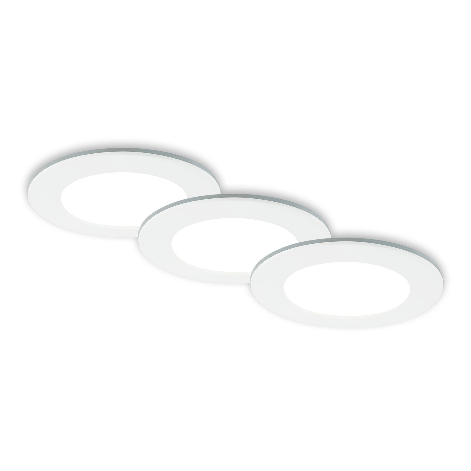 CCT LED Einbauleuchten-Set, Ø9,2 cm, 3x LED, 4,8 W, 450 lm, weiß