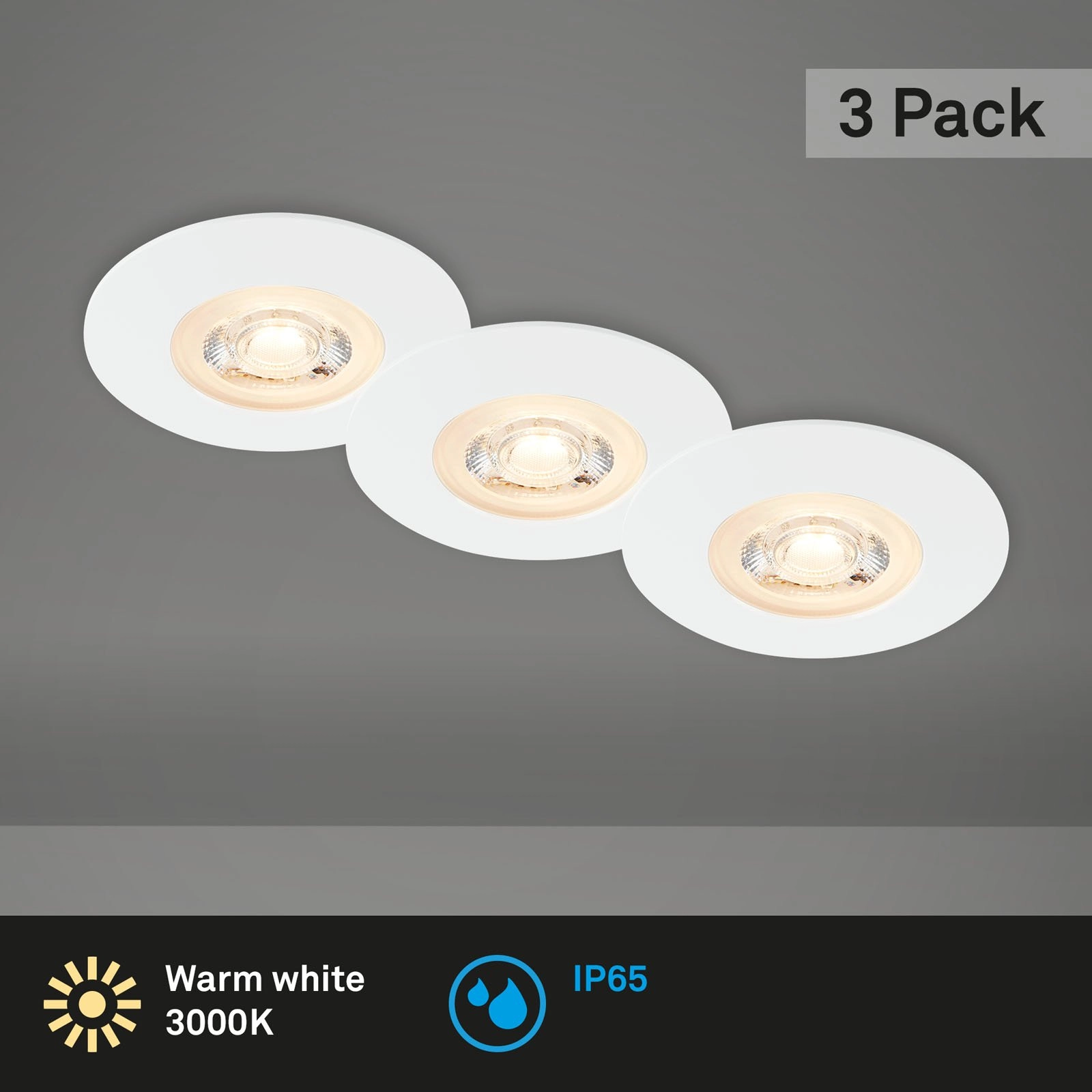 LED Einbauleuchten, Ø9 cm, 3x LED, 5 W, 480 lm, weiß