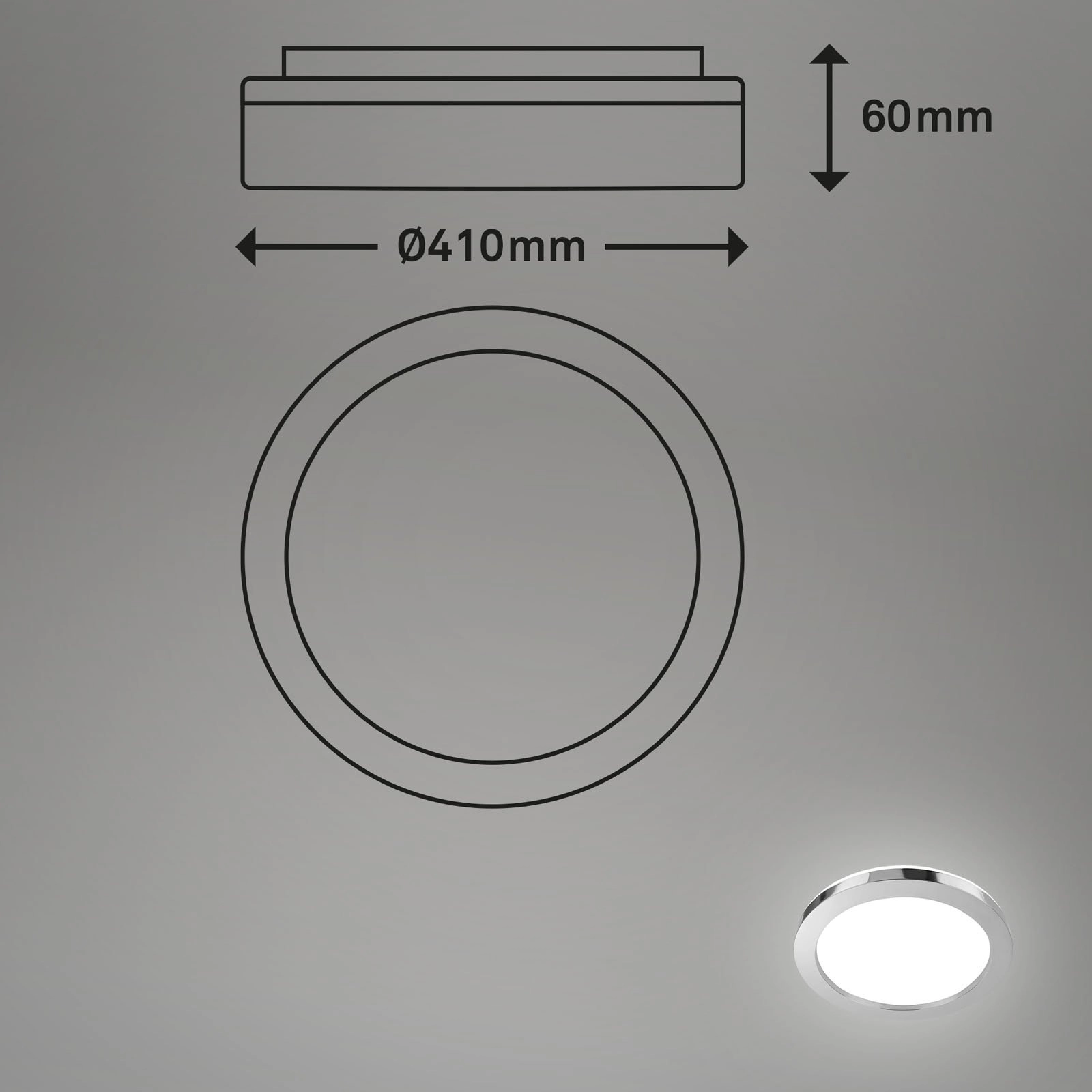 LED Bad-Deckenleuchte, Ø 41 cm, 1x LED-Platine, 28 W, 3600 lm, chrom