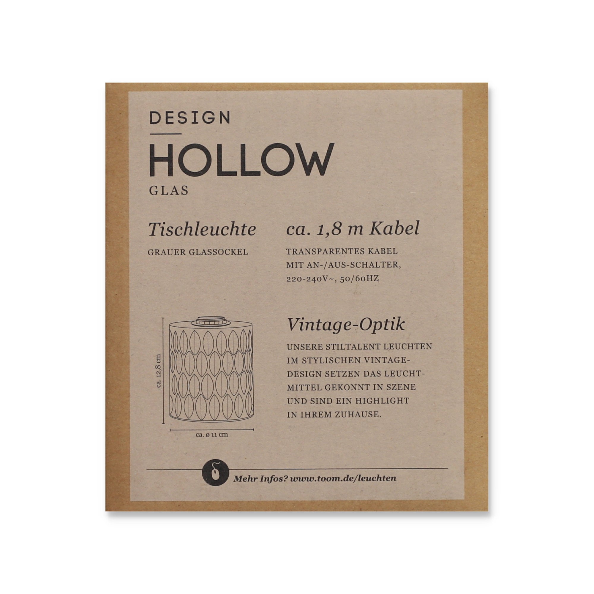Stiltalent by toom® Tischleuchte 'Hollow' grau Ø 11 cm