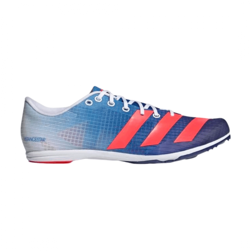 Adidas Distancestar Spikeschuhe Blau Rot SS22, Größe UK 7.5