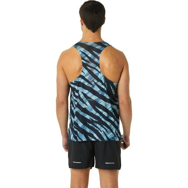 Asics Ventilate Actibreeze Singlet AOP ärmelloses T-Shirt Blau, Größe L