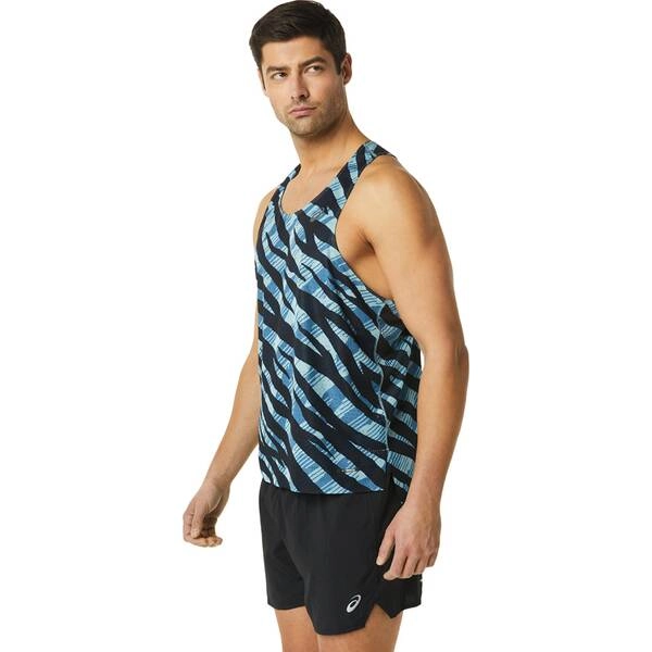 Asics Ventilate Actibreeze Singlet AOP ärmelloses T-Shirt Blau, Größe L