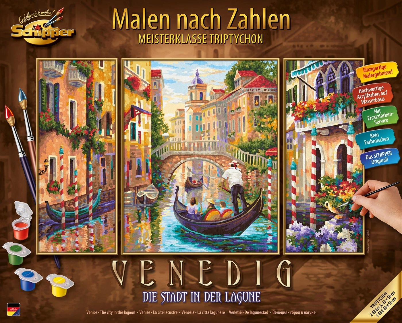 Schipper Malen nach Zahlen »Meisterklasse Triptychon - Venedig - Die Stadt in der Lagune«, Made in Germany