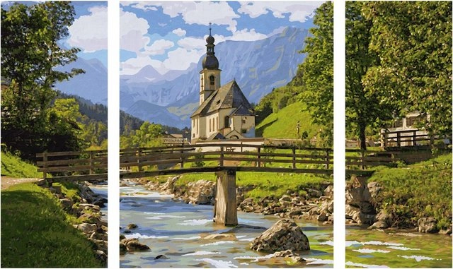 Schipper Malen nach Zahlen »Meisterklasse Triptychon - St. Sebastian in der Ramsau«, Made in Germany