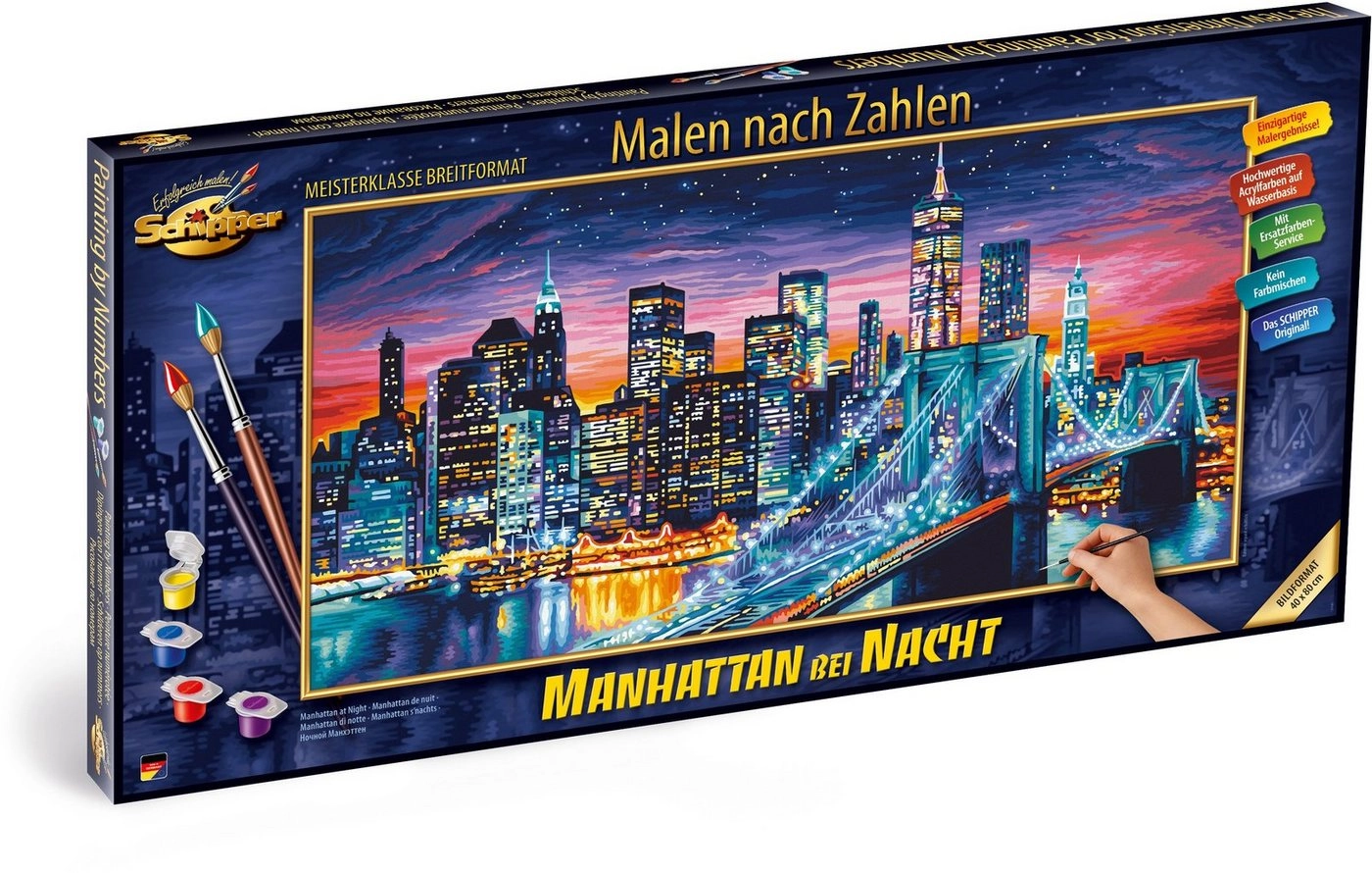 Schipper Malen nach Zahlen »Meisterklasse Breitformat - Manhattan bei Nacht«, Made in Germany