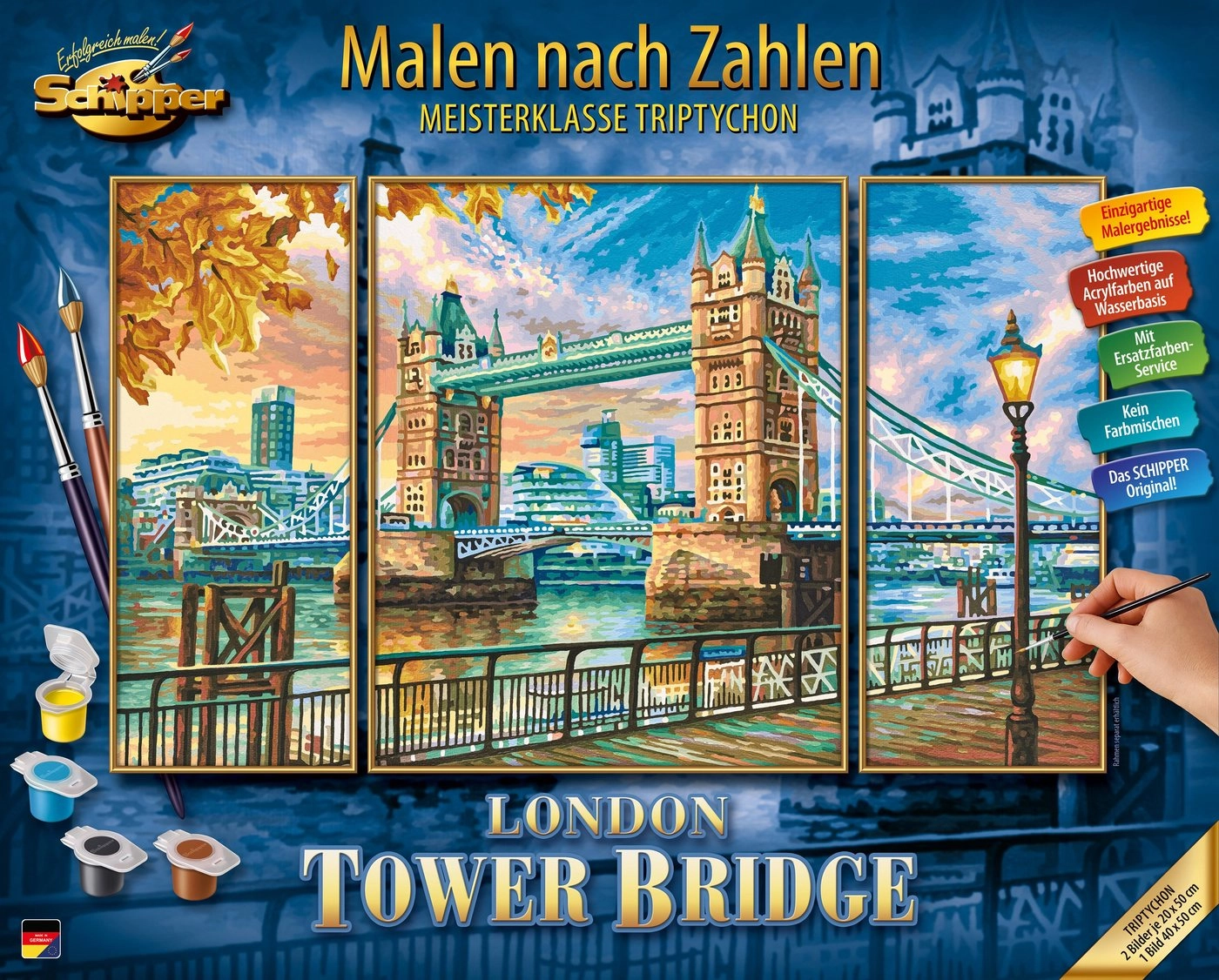 Schipper Malen nach Zahlen »Meisterklasse Triptychon - London - Tower Bridge«, Made in Germany