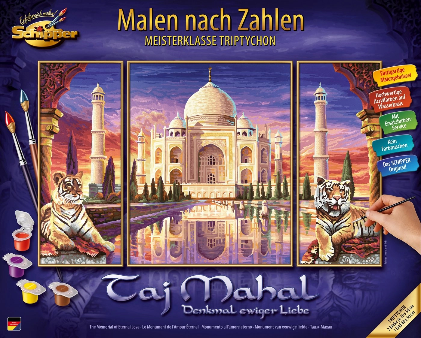 Schipper Malen nach Zahlen »Meisterklasse Triptychon - Taj Mahal«, Made in Germany