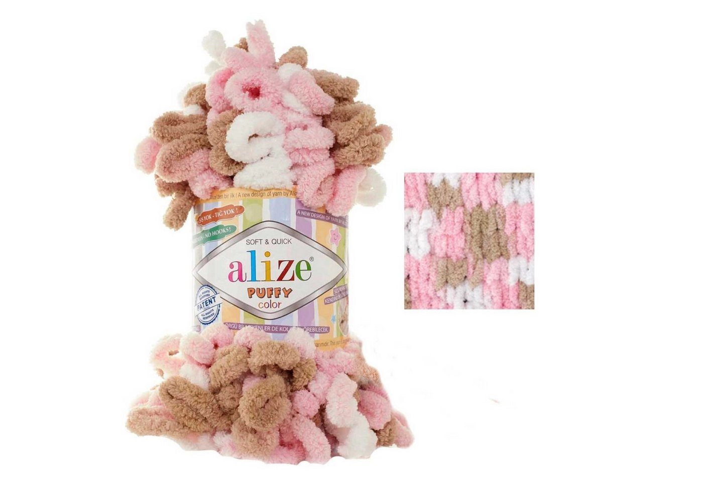 Alize »100g Strickgarn ALIZE Puffy Color Fingerstrickgarn Schlaufenwolle Stricken ohne Nadel« Häkelwolle, 9 m, 6046