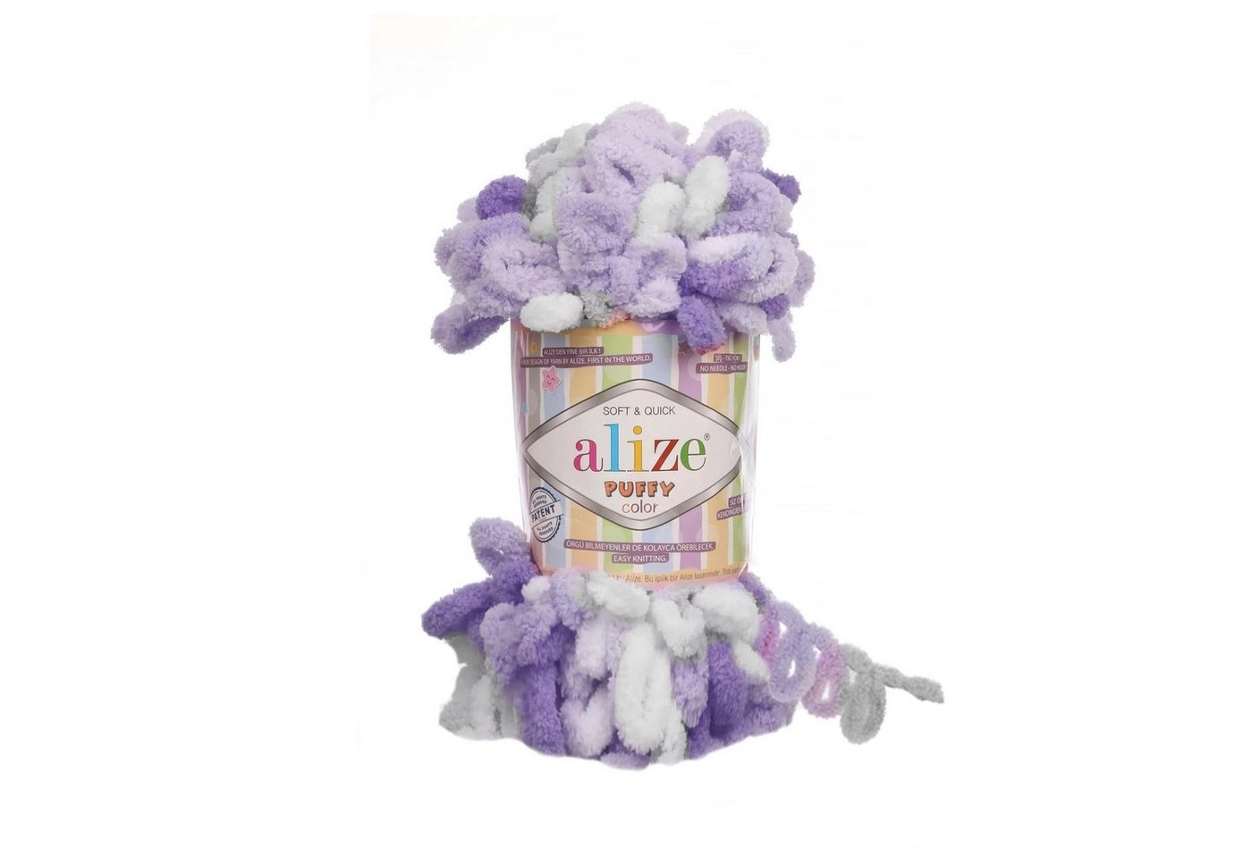 Alize »100g Strickgarn ALIZE Puffy Color Fingerstrickgarn Schlaufenwolle Stricken ohne Nadel« Häkelwolle, 9 m, 6372