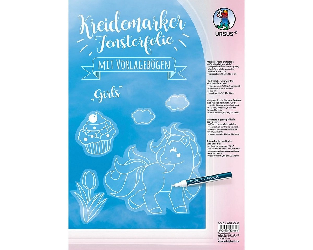 Fenstersticker »Kreidemarker Fensterfolie Girls«, URSUS