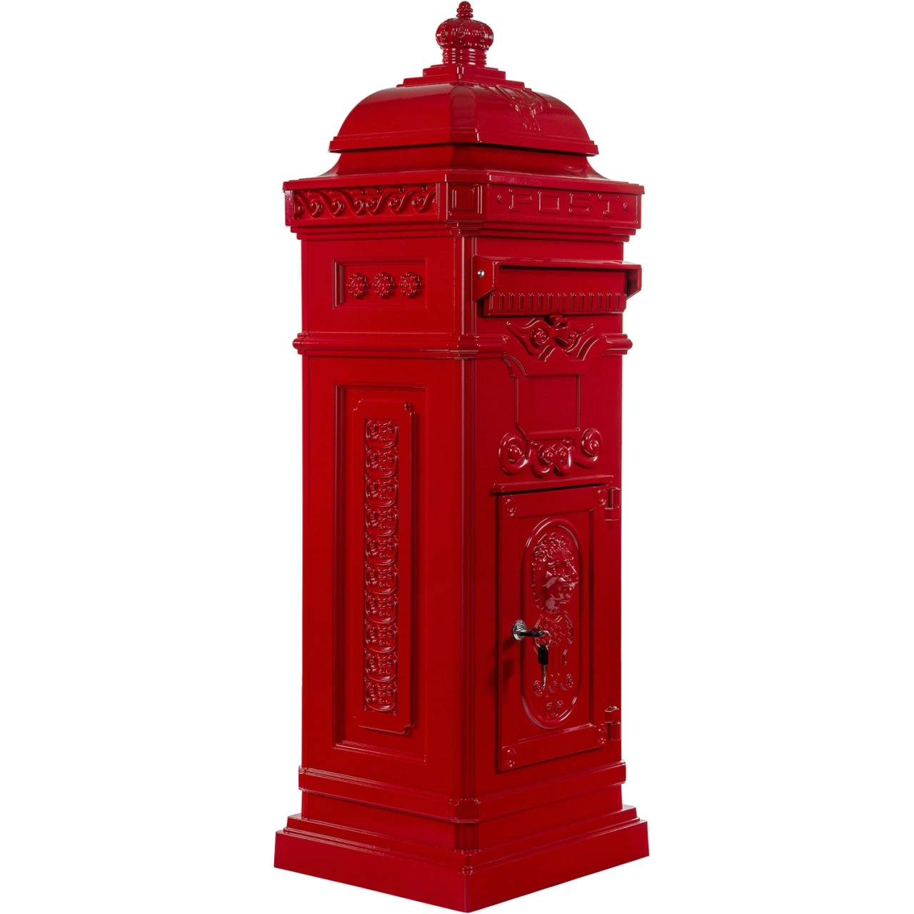 Säulenbriefkasten, Postkasten antik Rot