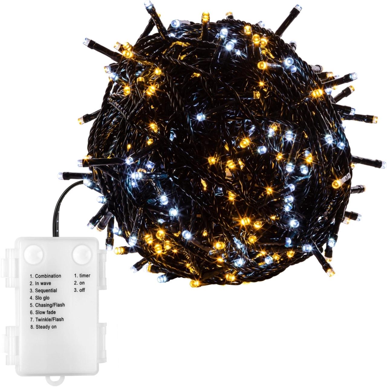 VOLTRONIC® 50 LED Lichterkette, warm/kalt, Kabel grün, Batt