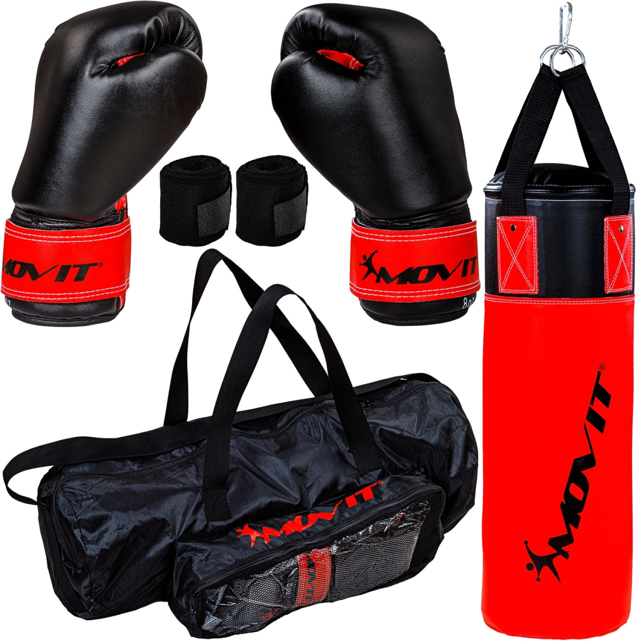 MOVIT® Boxsack Set für Kinder rot/schwarz