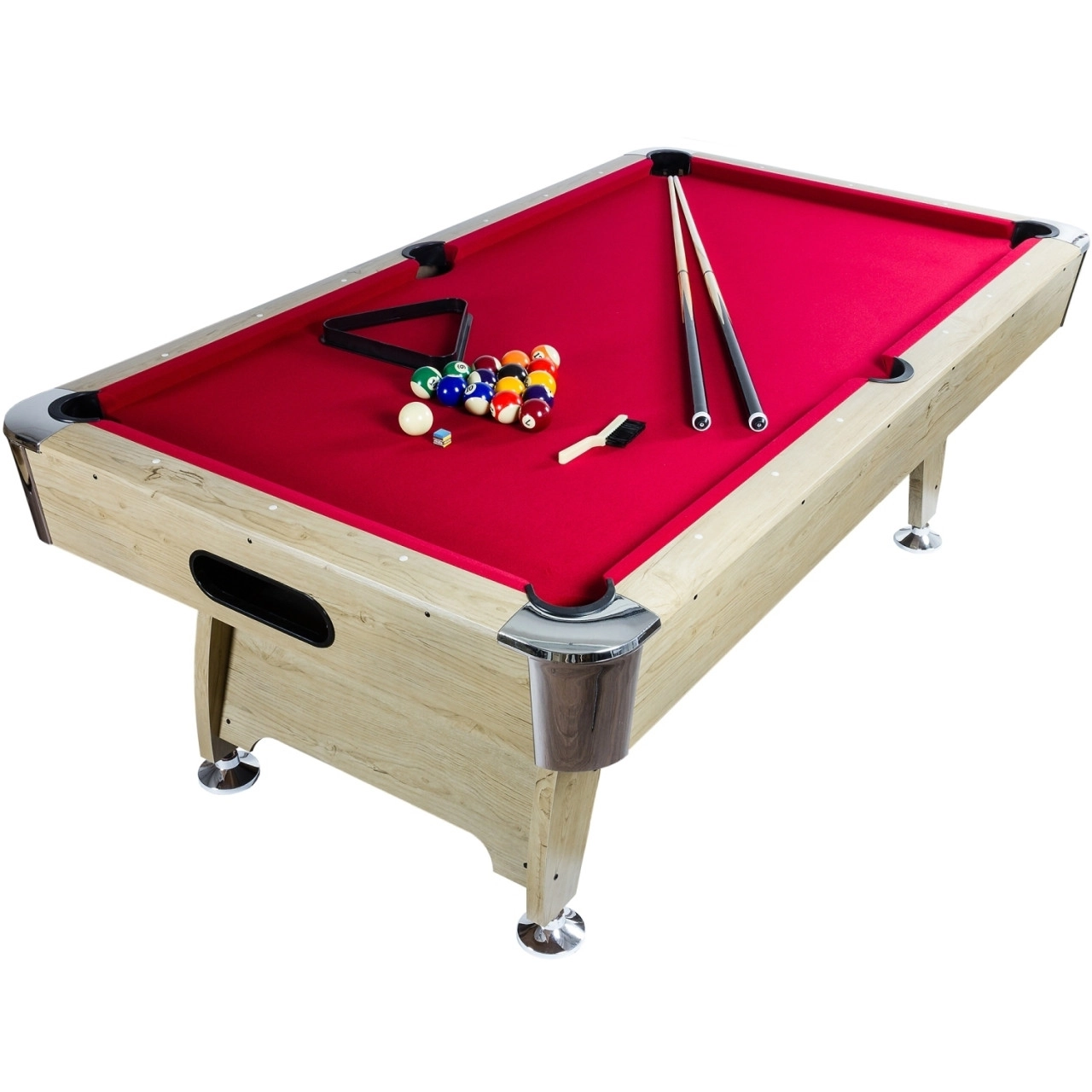 GAMESPLANET® 7 ft Billardtisch "Premium", Farbe hell / rot