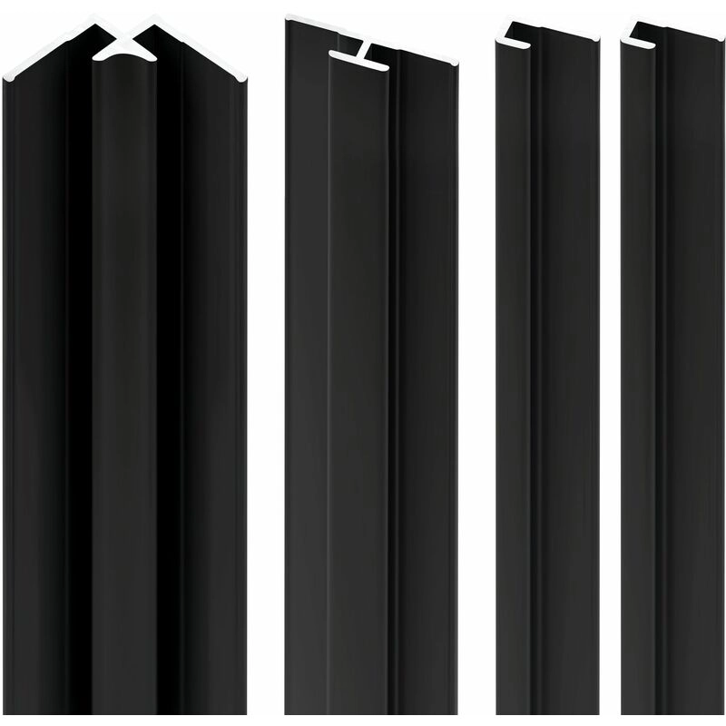 Schulte - Verkleidungsplatte DecoDesign Zubehörset von beinhaltet 2 Endprofile, 1 Eckverbinder in Ecke, 1 Flächenverbinder, 210cm, Set in Schwarz