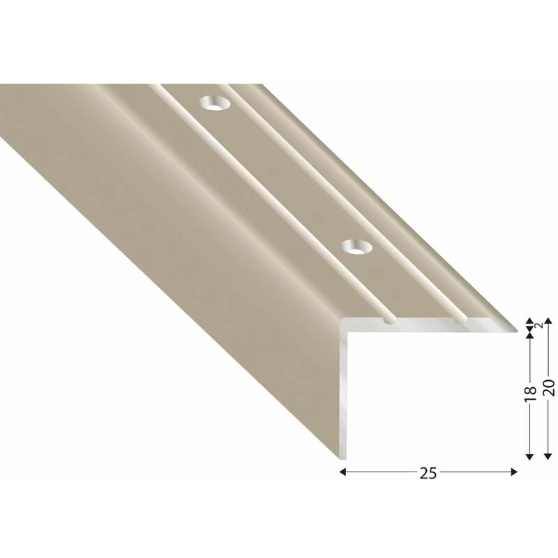 KÜGELE Treppenwinkel Alu Edelstahloptik, gelocht, 25/20/1000 mm