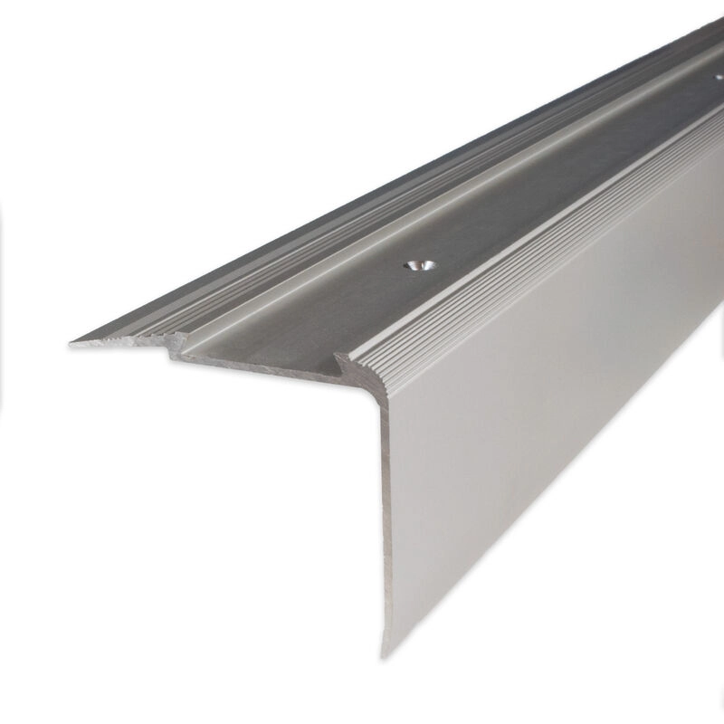 Proviston - Treppenkante | Aluminium eloxiert | Silber | Breite 58 mm | Höhe 45 mm | Länge 2700 mm | Gebohrt | Treppenkantenprofil | Treppenwinkel |