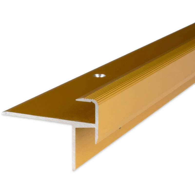 Proviston - Laminat-Treppenkante | Aluminium eloxiert | Goldfarbig | Breite 10 mm | Höhe 8.5 mm | Länge 1000 mm | Gebohrt | Treppenkantenprofil |
