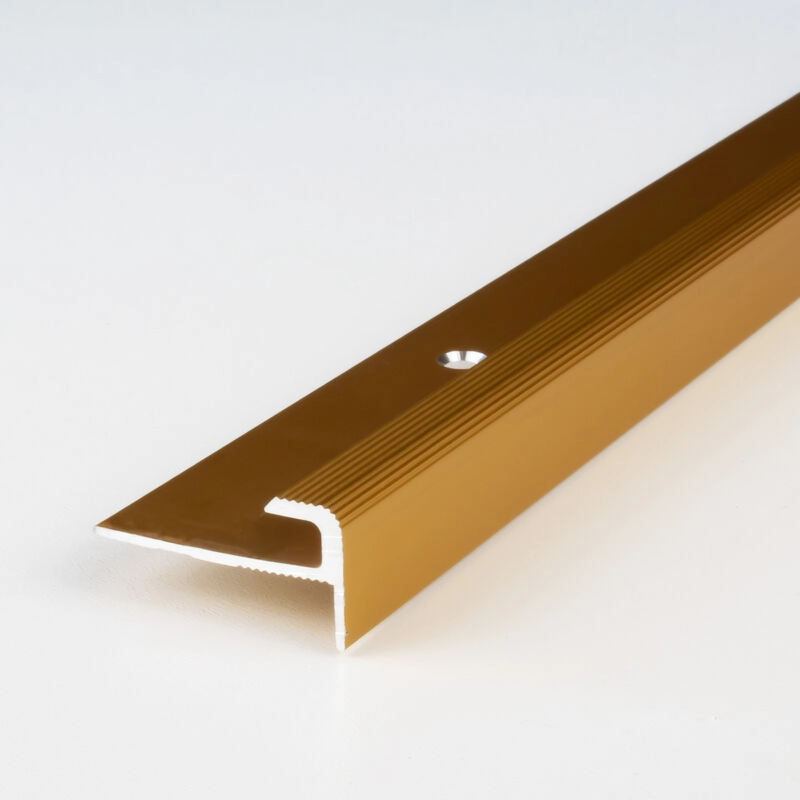 Proviston - Einfassprofil | Aluminium eloxiert | Goldfarbig | Breite 28 mm | Höhe 5 mm | Länge 2700 mm | Gebohrt | Abschlussprofil | Einschubprofil |