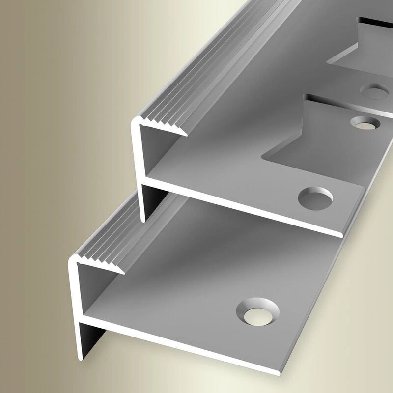 PROVISTON | Treppenkantenprofil | Breite:36 mm | Höhe:18.5 mm | Länge:1000 mm | Winkelprofil | Metallprofil | Aluminium eloxiert | Silber | Gebohrt |