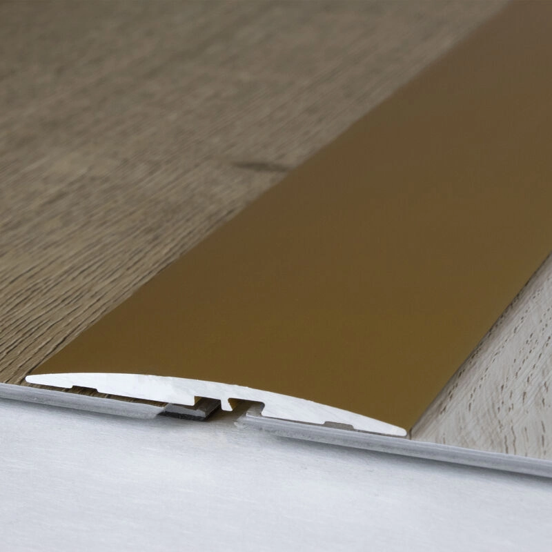 Bergangsprofil | Aluminium eloxiert | Goldfarbig | Breite 58 mm | Höhe 4 mm | Länge 1000 mm | Selbstklebend | Übergangsschiene | Übergangsleiste |