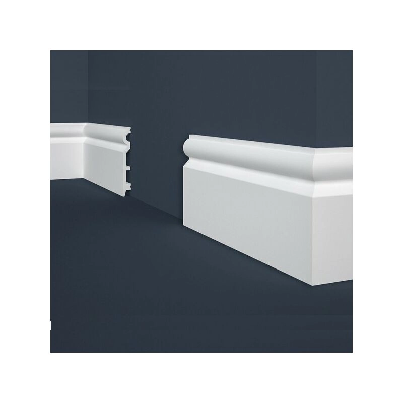 Fußbodenleiste | Polystyrol | 15 x 120 x 2000 mm | Weiß | Sockelleiste | Schlagfest | Hamburger Profil | Wasserbeständig | Leichte Montage | 50 Meter