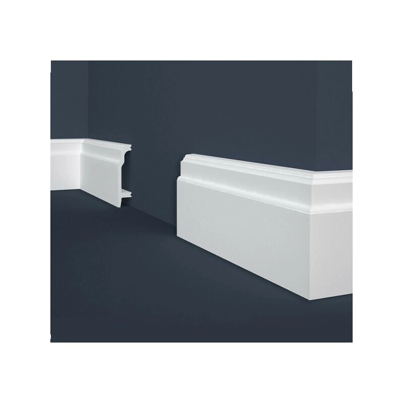 Fußbodenleiste | Polystyrol | 24.5 x 108 x 2000 mm | Weiß | Sockelleiste | Schlagfest | Hamburger Profil | Wasserbeständig | Leichte Montage | 50