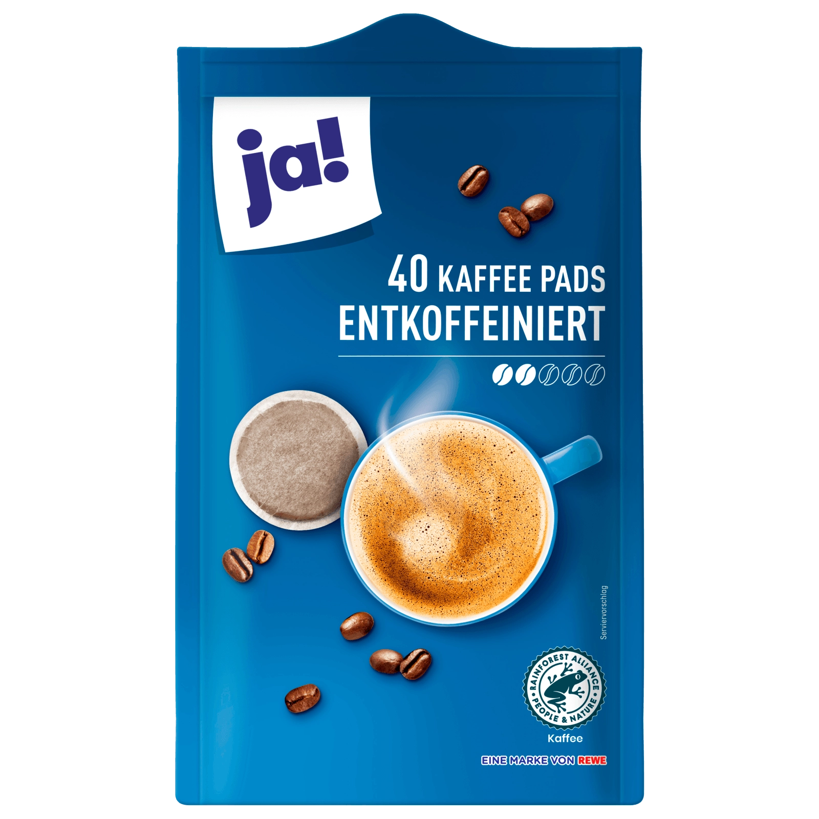 ja! Kaffeepads Entkoffeiniert 280g, 40 Pads