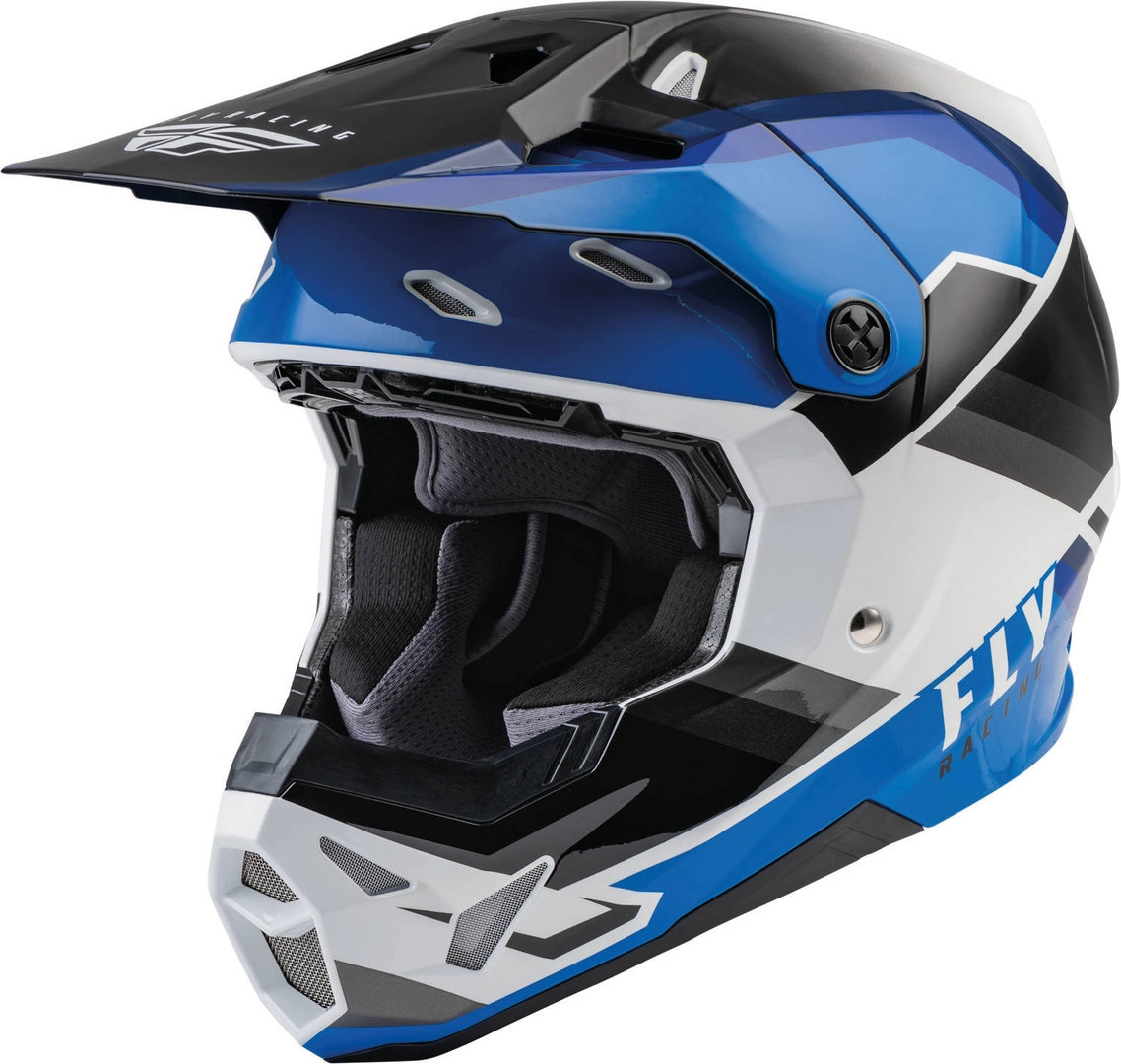 FLY Racing Formula CP Rush Motocross Helm, schwarz-weiss-blau, Größe L, schwarz-weiss-blau, Größe L